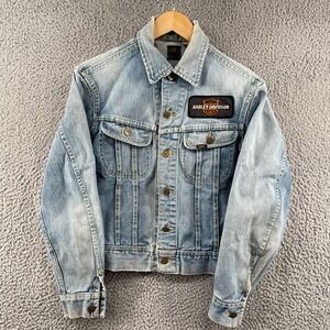 VTG 1970s Lee Sanforized Denim Harley Davidson Jacket Union Made Fits S USA